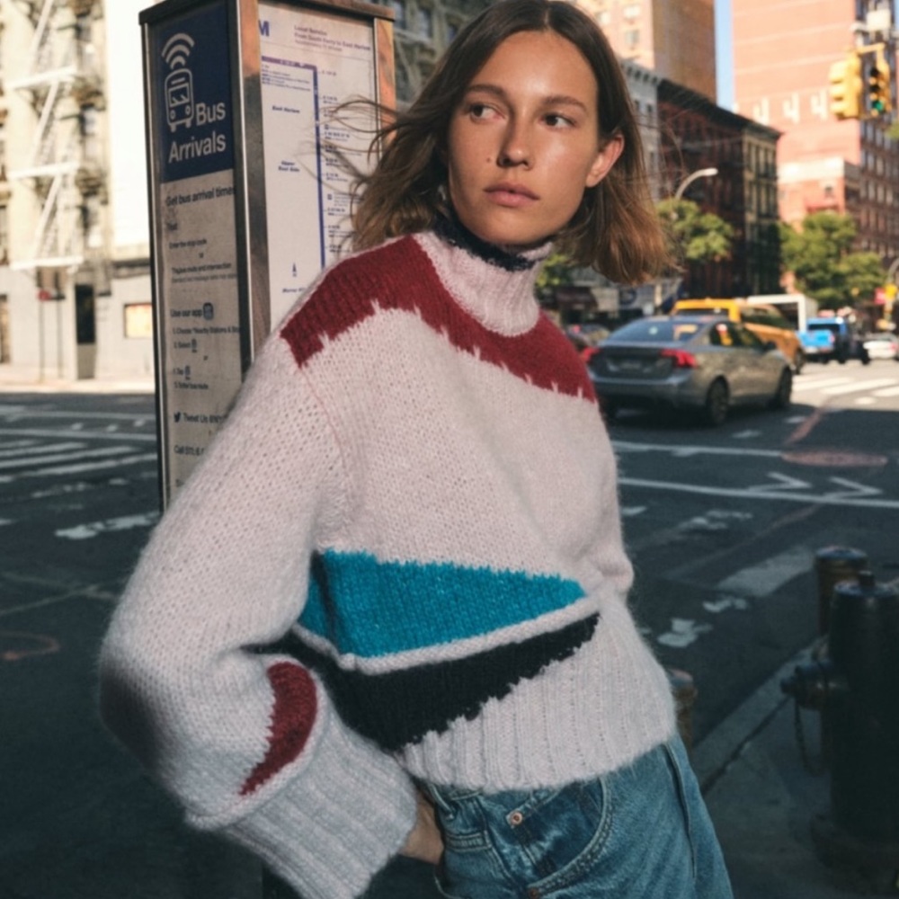 Zara Colorblock Knit Sweater